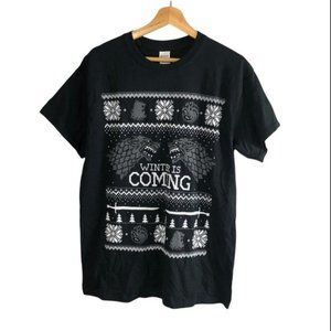 NWT Game of Thrones Winter is Coming Short Sleeve Black Tee size Medium